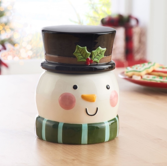 Christmas Snowman Earthenware Candy/Cookie Jar - Picture 1 of 5